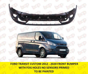 FORD TRANSIT CUSTOM FRONT BUMPER 2012 - 2018 WITH FOG HOLES NO SENSORS PRIMED