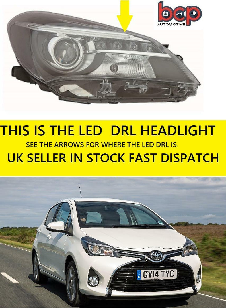 TOYOTA YARIS 2014 - 2018 HEADLIGHT HEADLAMP RIGHT DRIVER SIDE WITH LED DRL NEW