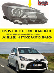 TOYOTA YARIS 2014 - 2018 HEADLIGHT HEADLAMP RIGHT DRIVER SIDE WITH LED DRL NEW