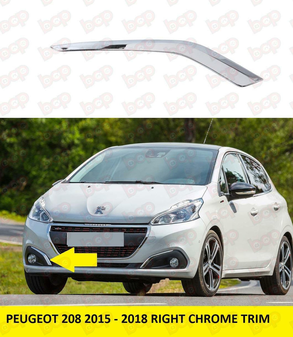 PEUGEOT 208 FRONT BUMPER CHROME TRIM RIGHT GRILLE 1613503380 2015 - 2018
