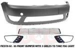 Load image into Gallery viewer, FORD FIESTA FRONT BUMPER MK6 2002 - 2005 PRIMED WITH 3 GRILLES WITH FOG HOLES