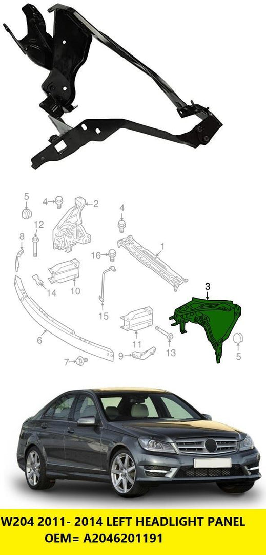 MERCEDES C CLASS W204 2011 - 2014 LEFT PASSENGER SIDE HEADLIGHT PANEL BRACKET