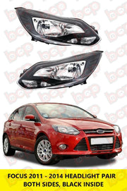 FORD FOCUS 2011 - 2015 HEADLIGHT LAMP BLACK PAIR LEFT RIGHT BOTH SIDES NEW
