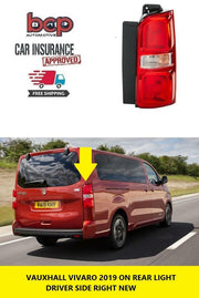 VAUXHALL VIVARO 2019 ON REAR LIGHT LAMP RIGHT DRIVER SIDE NEW 9808243080