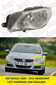 VW PASSAT CC 2008 – 2012 HEADLAMP LEFT PASSENGER SIDE HALOGEN NEARSIDE NS