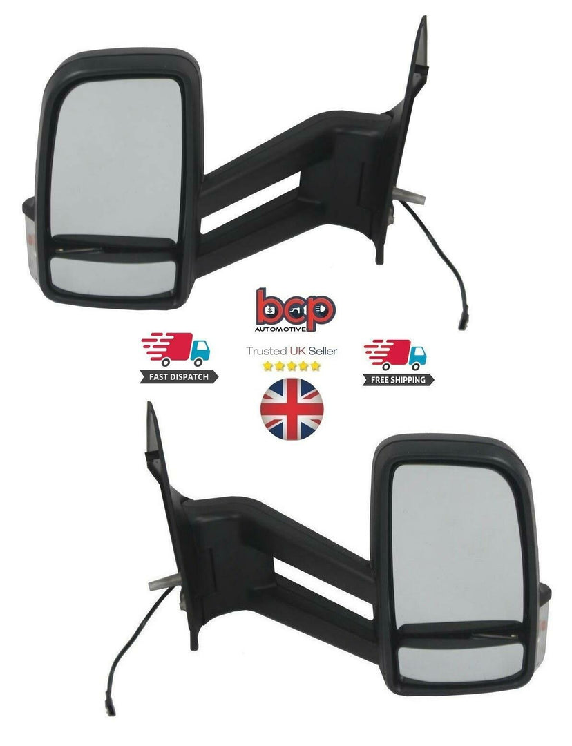 MERCEDES SPRINTER 2006 - 2018 LONG ARM MANUAL DOOR WING MIRROR PAIR LEFT RIGHT