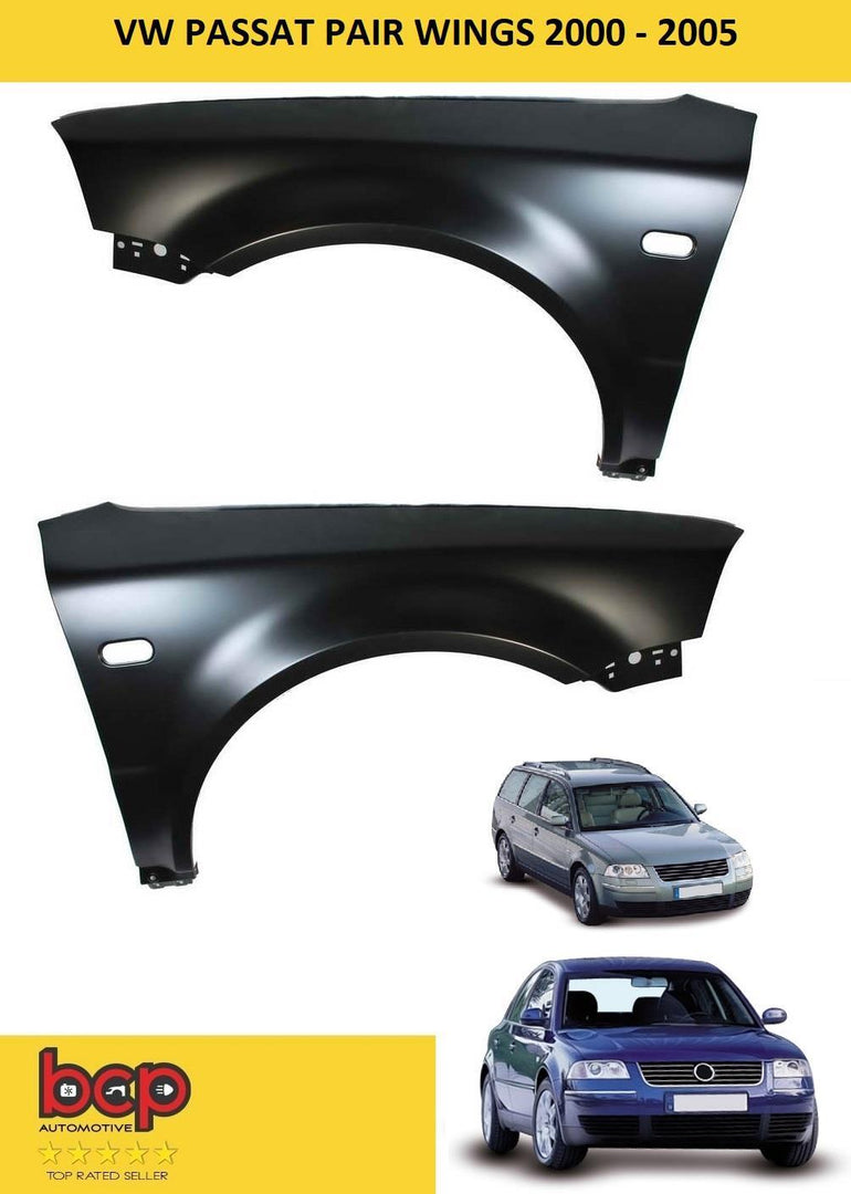 VW PASSAT 2000 - 2005 PAIR OF FRONT WINGS WITH IND HOLE LEFT & RIGHT PRIMED NEW
