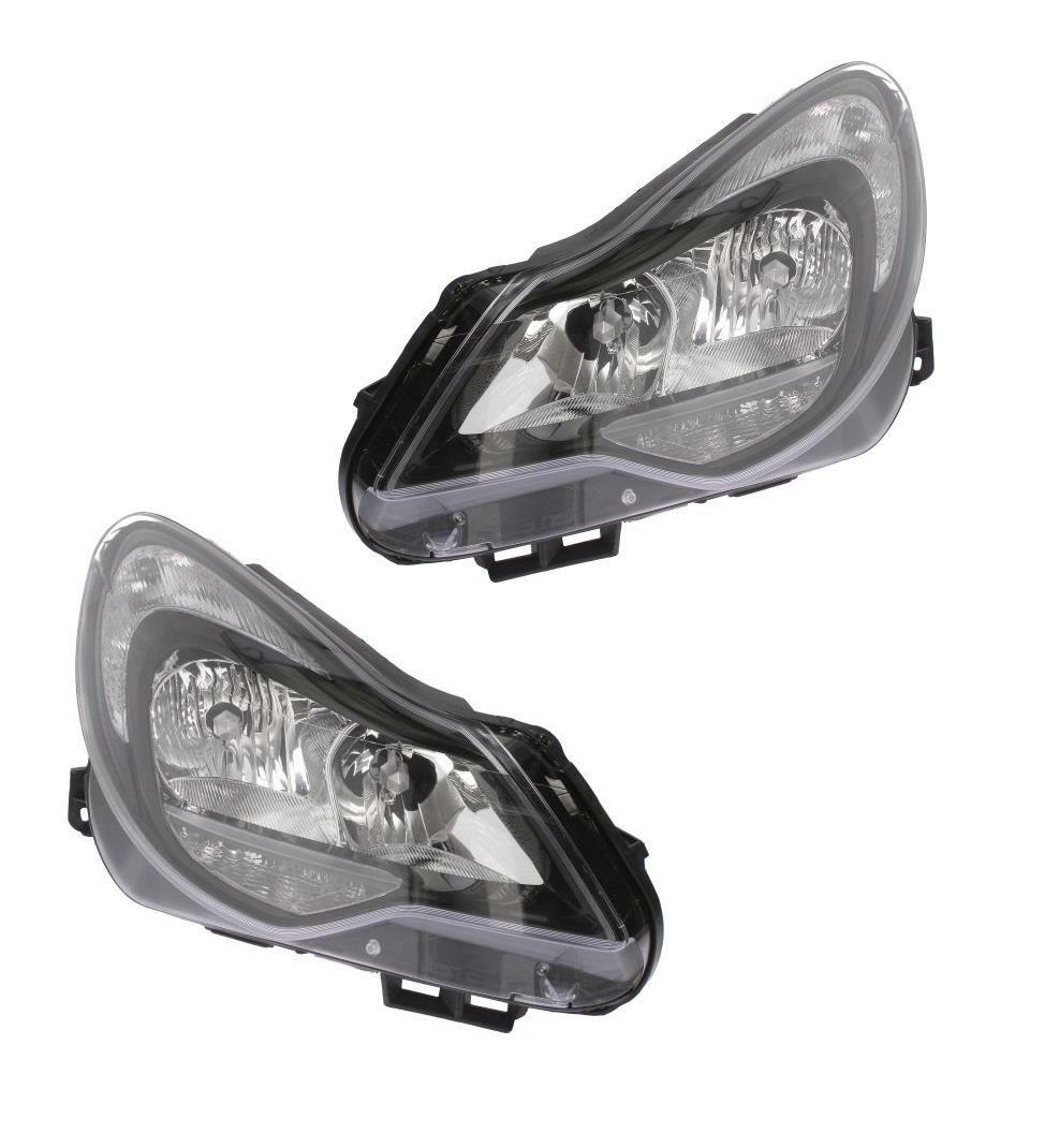 VAUXHALL CORSA D 2011 - 2014 PAIR BLACK HEADLIGHTS HEADLAMPS NEW OEM QUALITY