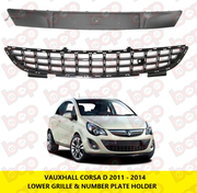 VAUXHALL CORSA D 2011 - 2014 FRONT BUMPER LOWER GRILLE & NUMBER PLATE HOLDER