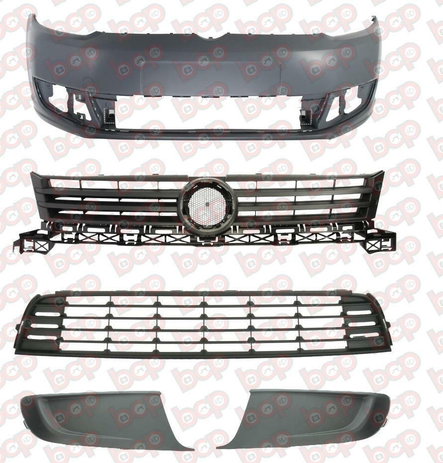 VW CADDY VAN FRONT BUMPER COMPLETE KIT PRIMED READY TO PAINT 2010 - 2015 NO FOG