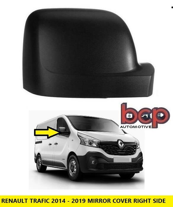 RENAULT TRAFIC 2014 ON DOOR WING MIRROR COVER BLACK DRIVER SIDE RIGHT CLIP ON