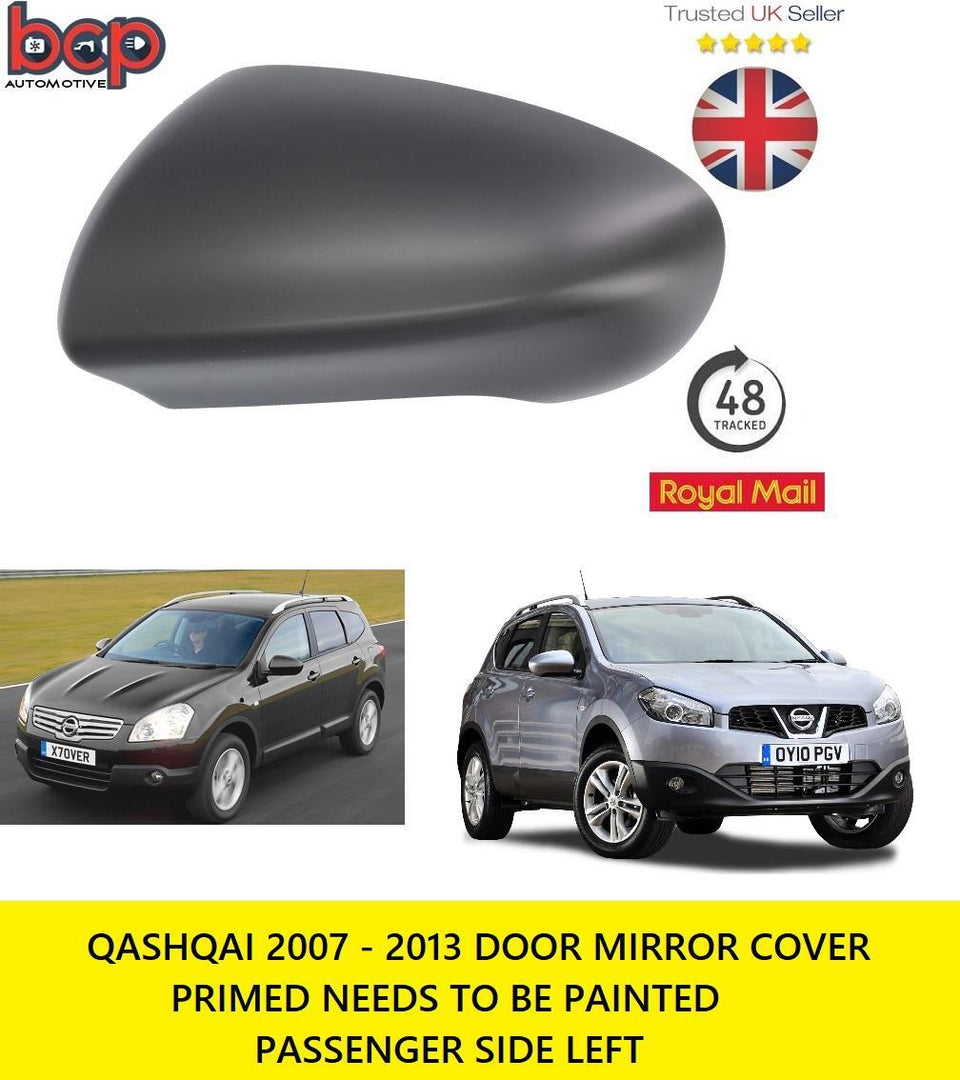 FITS NISSAN QASHQAI 2007 – 2013 LEFT DOOR WING MIRROR COVER READY TO PAINT NEW