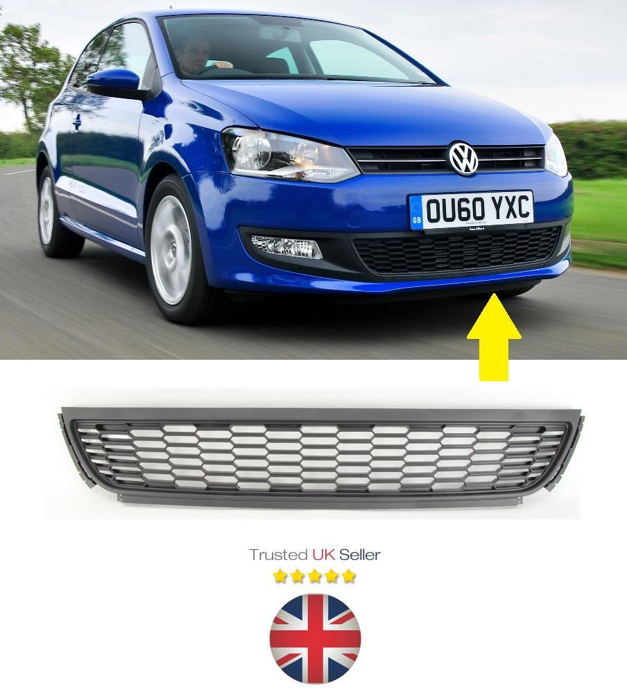 VW POLO 6R 2009 - 2014 FRONT BUMPER CENTRE GRILLE 6R0853677A9B9 NEW OE SPEC