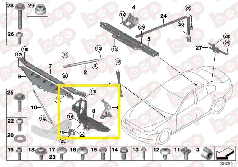 BMW 5 SERIES F10 F11 2011 – 2017 HEADLIGHT PANEL HOLDER SUPPORT BRACKET LEFT