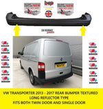 Load image into Gallery viewer, VW TRANSPORTER T6 2013 - 2017 REAR BUMPER TEXTURED LONG REFLECTOR 7E0807417A9B9