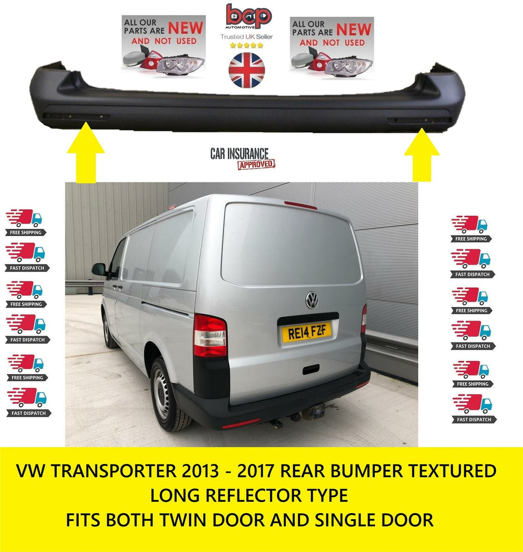 VW TRANSPORTER T6 2013 - 2017 REAR BUMPER TEXTURED LONG REFLECTOR 7E0807417A9B9