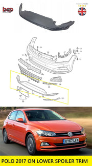 VW POLO 2017 2018 2019 2020 FRONT BUMPER LOWER SPOILER SPLITTER TRIM 2G0805903B