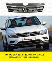 VW TIGUAN 2016 - 2020 GRILLE  WITH CHROME NO RLINE NO BADGE RADIATOR MAIN GRILLE