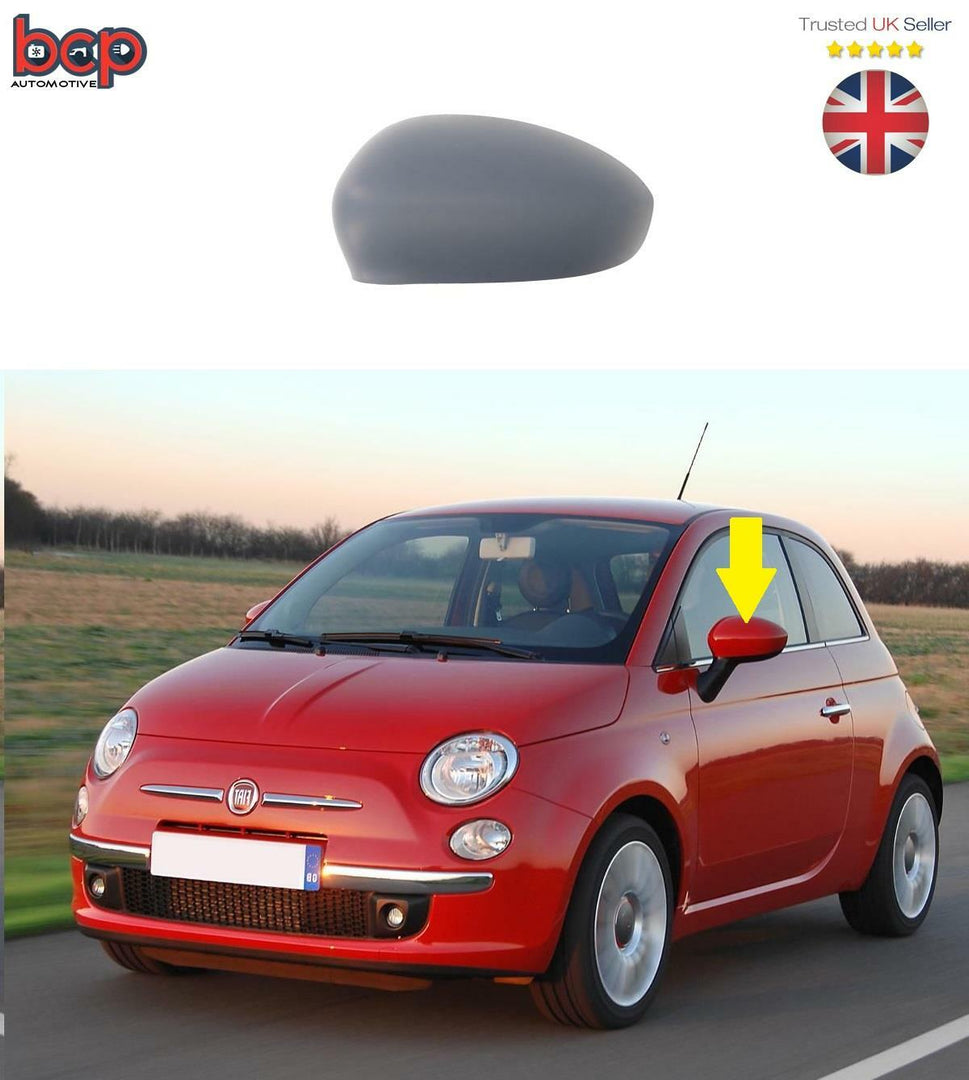 FIAT 500 2008 - 2015 DOOR WING MIRROR COVER LEFT PASSENGERS PRIMED NEED PAINTING