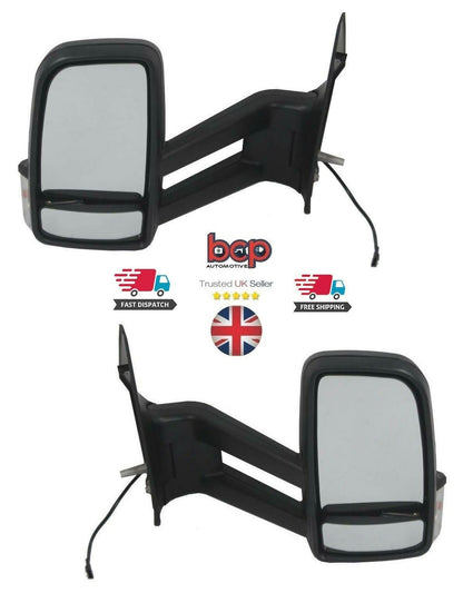 MERCEDES SPRINTER 2006 - 2018 LONG ARM MANUAL DOOR WING MIRROR PAIR LEFT RIGHT