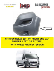 CITROEN RELAY 2014 ON FRONT END CAP BUMPER LEFT TEXTURED NO FOG WITH WHEEL ARCH