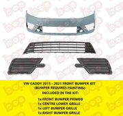 VW CADDY 2015 - 2021 FRONT BUMPER PRIMED WITH LOWER GRILLES NO FOG SEE IMAGES