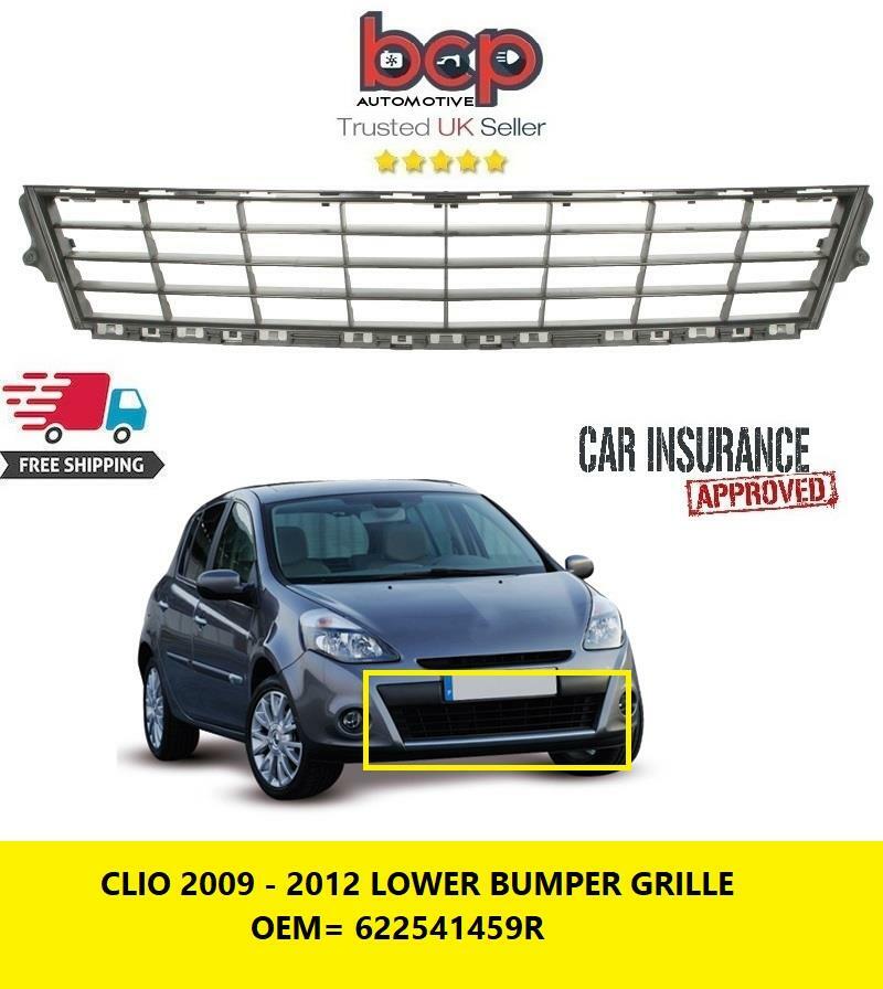 RENAULT CLIO 2009 - 2012 FRONT LOWER CENTRE BUMPER GRILLE 622541459R 15" WHEEL