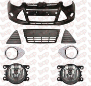FORD FOCUS FRONT BUMPER COMPLETE KIT WITH FOGS 2011 - 2014 PRIMED OE 1719342