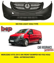 MERCEDES VITO 2015 ON FRONT BUMPER BLACK NO FOG 44788504259B51 OEM SPEC NEW