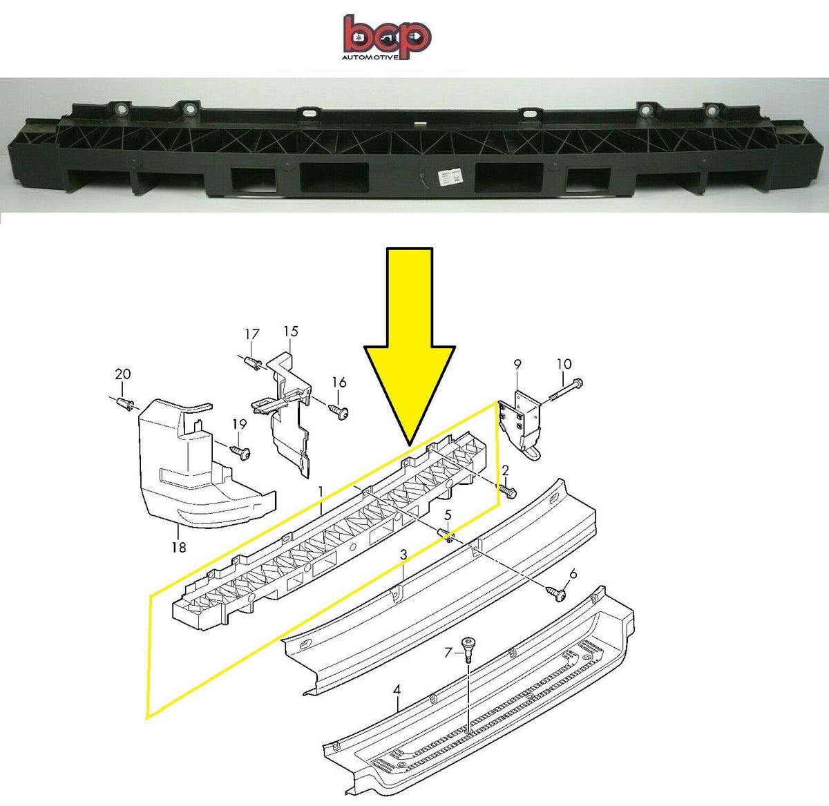 VW CRAFTER 2017 ON REAR BUMPER REINFORCEMENT CRASH IMPACT BAR ABSORBER PLASTIC