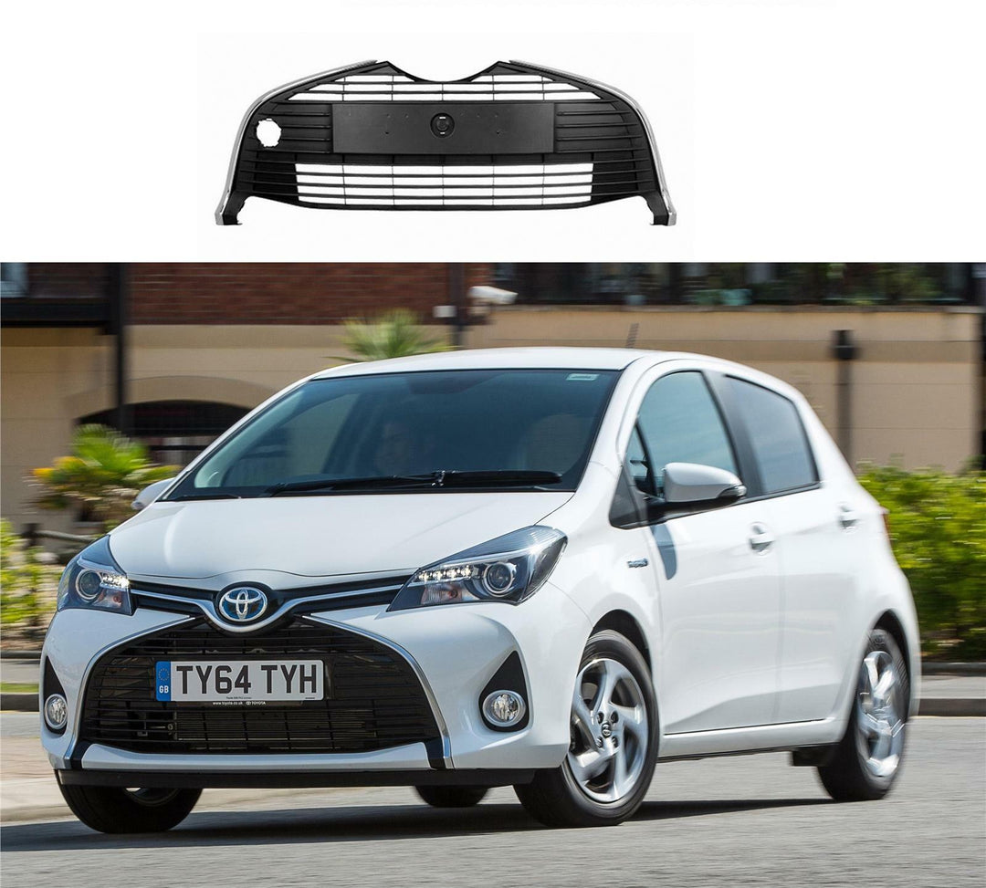 TOYOTA YARIS 2014 - 2017 FRONT BUMPER CENTRE GRILLE CHROME TRIM OEM SPEC NEW