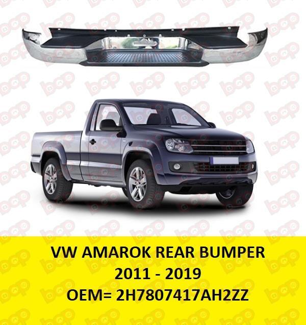 VW AMAROK 2010 – 2019 REAR BUMPER CHROME NO PARKING SENSORS HOLES  PICK UP
