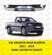 VW AMAROK 2010 – 2019 REAR BUMPER CHROME NO PARKING SENSORS HOLES  PICK UP