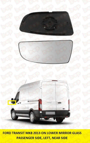 FORD TRANSIT DOOR MIRROR LOWER GLASS DEAD ANGLE MK8 2014 ON LEFT PASSENGER SIDE