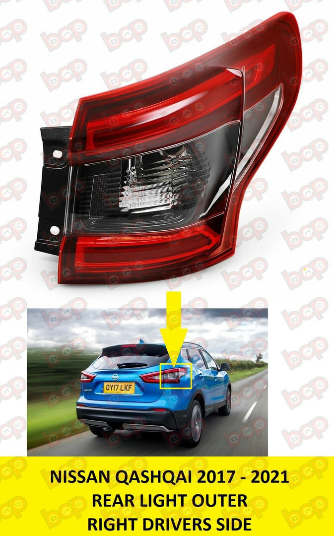 FOR NISSAN QASHQAI 2017 - 2021 REAR LIGHT OUTER DRIVER SIDE RIGHT LED TAIL LAMP