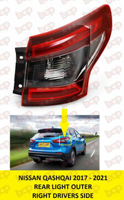 FOR NISSAN QASHQAI 2017 - 2021 REAR LIGHT OUTER DRIVER SIDE RIGHT LED TAIL LAMP