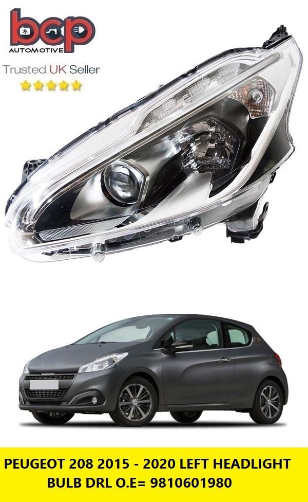 PEUGEOT 208 2015 - 2020  HEADLIGHT HEADLAMP LEFT PASSENGER SIDE 9810601980 46636