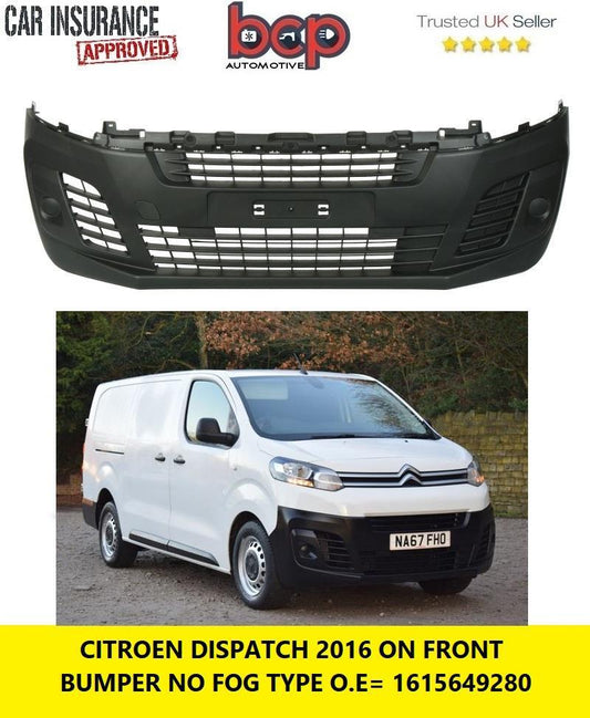 CITROEN DISPATCH 2016 ON FRONT BUMPER BLACK NO FOG HOLES 1615649280