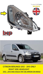 Load image into Gallery viewer, CITROEN BERLINGO 2012 - 2015 HEADLIGHT HEADLAMP RIGHT DRIVER SIDE BLUE TINT