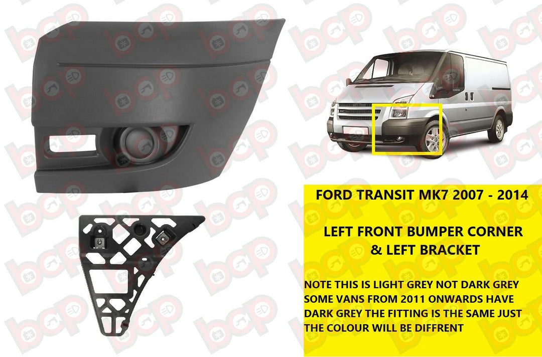 FORD TRANSIT MK7 2006 - 2014 FRONT BUMPER CORNER END CAP & BRACKET PASSENGER NEW