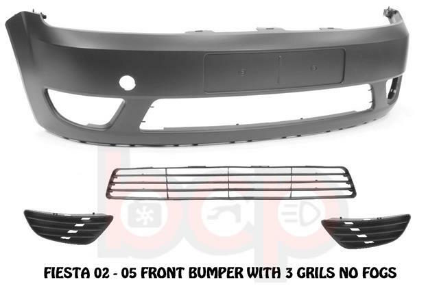 FORD FIESTA MK6 02-05 FRONT BUMPER PRIMED WITH 3 GRILLES NO FOG TYPE