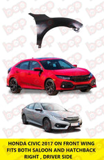 Load image into Gallery viewer, HONDA CIVIC 2017 - 2022 FRONT WING RIGHT DRIVER SIDE INSURANCE APPROVED PRIMED