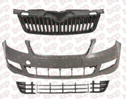 SKODA FABIA 2010 - 2014 FRONT BUMPER COMPLETE KIT ALL GRILLES NO FOG LIGHT