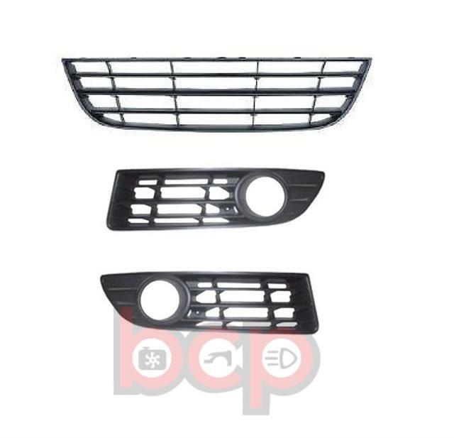 VW POLO 9N 2005 - 2009 FRONT BUMPER GRILLE SET CENTRE RIGHT AND LEFT WITH FOG