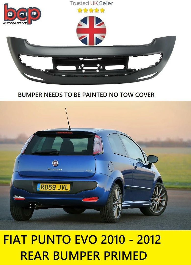 FIAT PUNTO EVO 2010 – 2012 REAR BUMPER NEW INSURANCE APPROVED 735516621 PRIMED