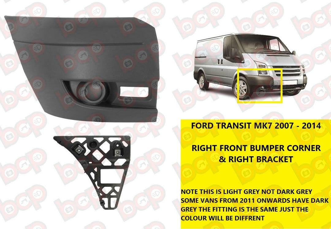 FORD TRANSIT MK7 2006 - 2014 FRONT BUMPER CORNER END CAP & BRACKET DRIVERS RIGHT