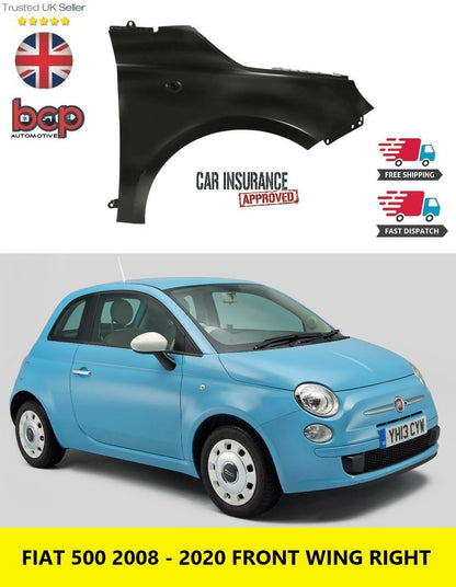 FIAT 500 FRONT WING 2008 - 2015 DRIVERS SIDE RIGHT RH NEW PRIMED READY TO PAINT