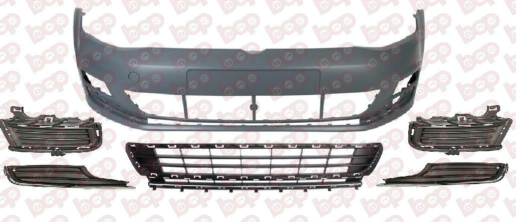 VW GOLF MK7 FRONT BUMPER COMPLETE KIT PRIMED 2012 - 2017 NO PARKING SENSORS