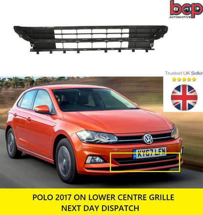 VW POLO 2017 ON FRONT BUMPER LOWER CENTRE GRILLE NEW 2G0853677M9B9 UK SELLER