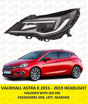 VAUXHALL ASTRA K HEADLAMP LEFT PASSENGERS SIDE 2015 – 2019 WITH LED DRL